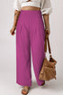 Smocked Wide Waistband High Waist Wide Leg Pants